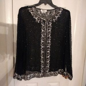 Patra Woman Black Sequined & Beaded Jacket
